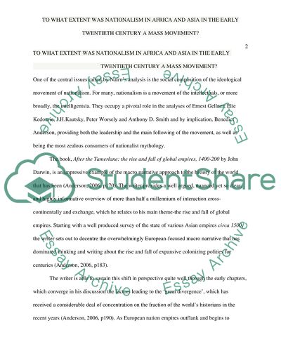 Nationalism in Africa and Asia as a Mass Movement