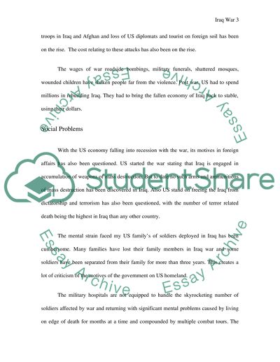 The Society Effects of the Iraq War