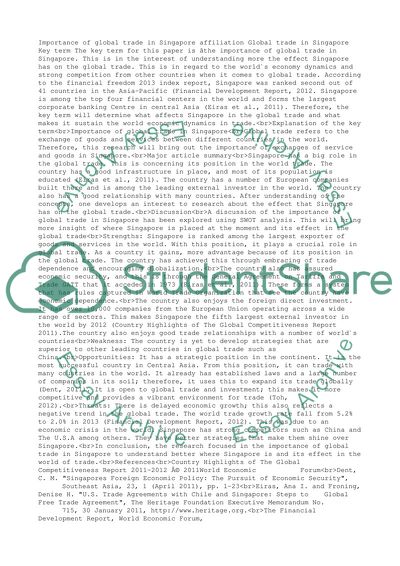 Importance of global trade in Singapore