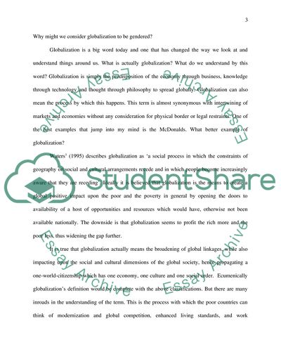 Why Might We Consider Globalization to be Gendered