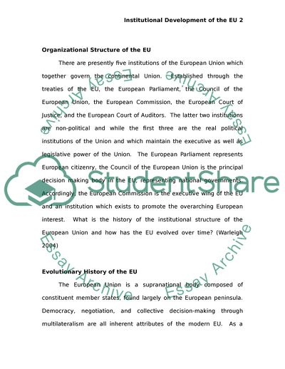 Institutional Development of the European Union