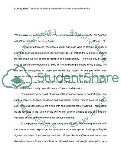 Female Characters and the Pursuit of Freedom in Modernist Fiction