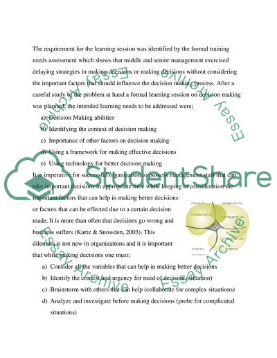 Framework for Decision Making