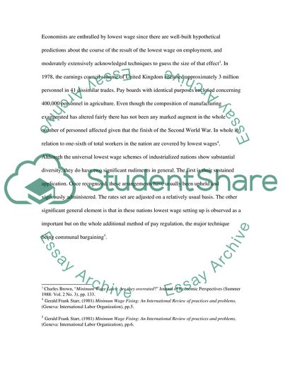 The Issue of Minimum Wage