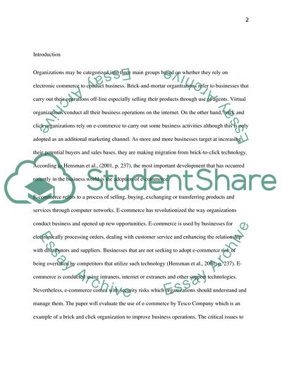 Use of E-Commerce in a Brick and Click Organization