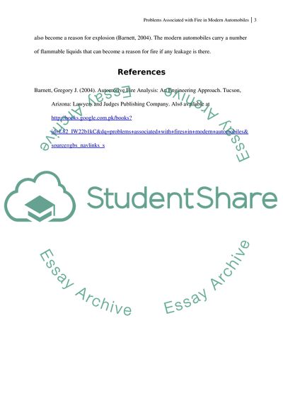 Problems Associated with Fire in Modern Automobiles