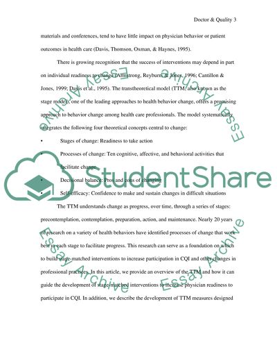 Doctors Role in Quality Improvement