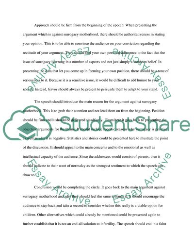 Audience Analysis Cover Sheet + Persuasive Letter on Surrogacy Arrangements
