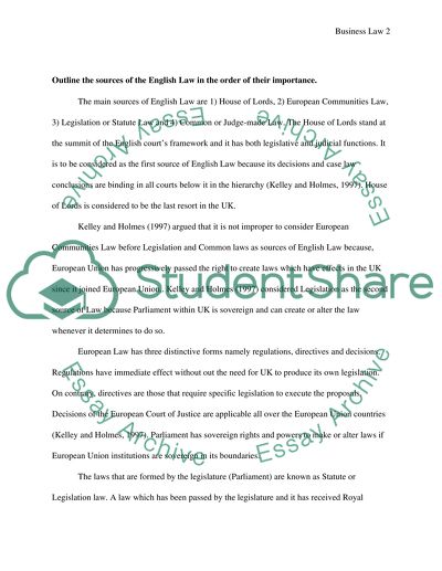 Sources of English Law and Equity in Respect of English Law
