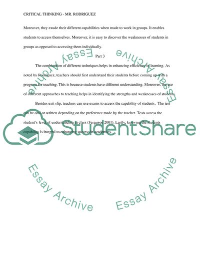 Critical Thinking - Mr. Rodriguez