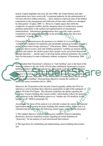 Peace Building After Armed Conflict