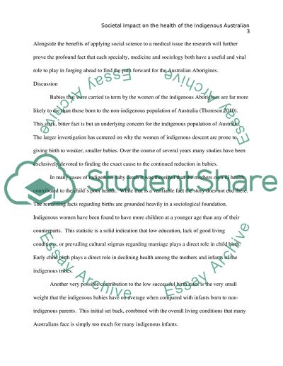 Societal impact on the health of the Indigenous Australian