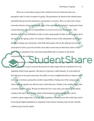 Sociological Approaches to the Ageing Process