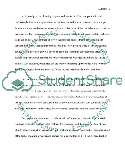 Should Service-Learning be a Requirement for College Graduation