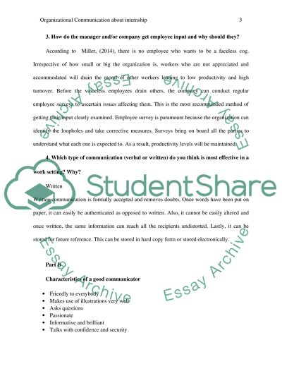 Organizational Communication about internship