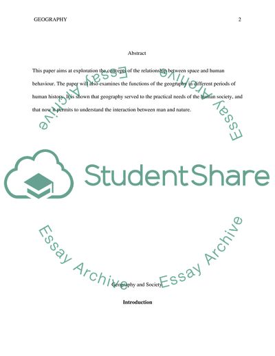 The Concepts of the Relationship between Space and Human Behaviour