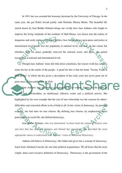 Jane Addams Vision of Democracy