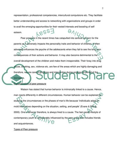 Peer Pressure on Teenagers