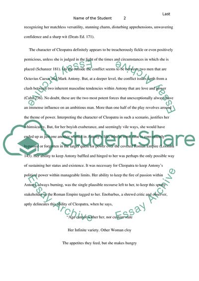 Cleopatra, a Much Puzzling Character in Antony & Cleopatra