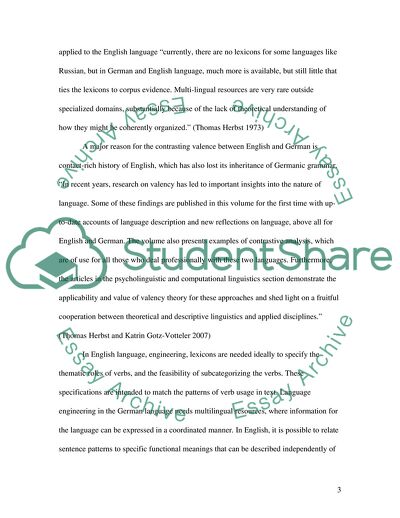 Contrasting Valancy in English and German