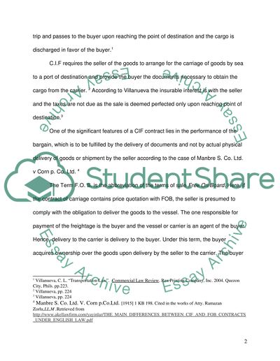 International Sales Contract and Carriage of Goods by Sea