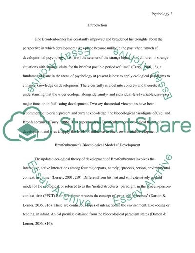 Analyzing Urie Bronfenbrenners Ecological Theory of Development