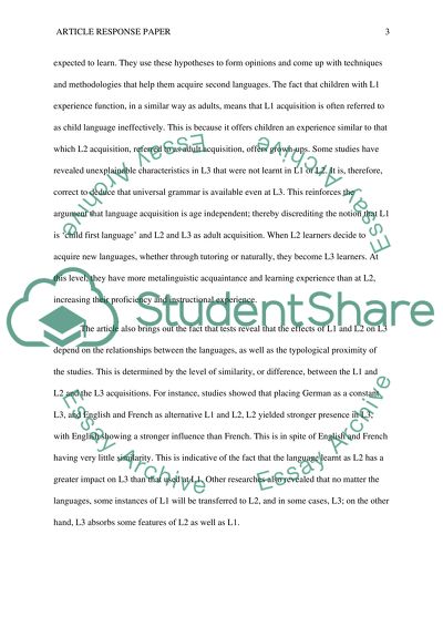 Article response paper