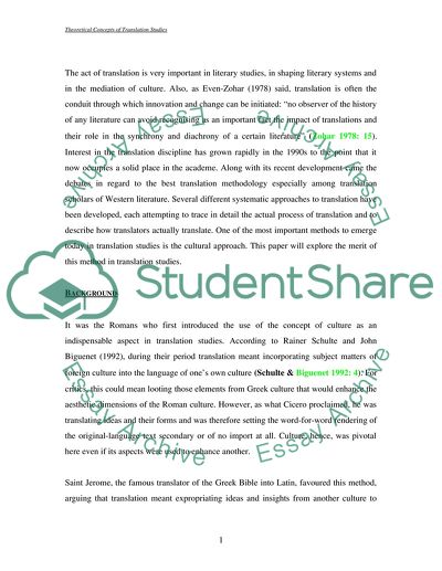 The Concept of Culture in the Translation Studies