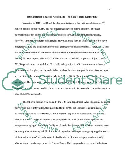 Humanitarian Logistics and its Challenges