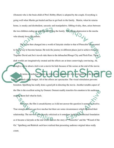 Artificial Intelligence Film Review Essay Example Topics And Well Written Essays 500 Words