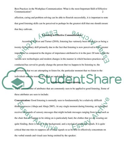 effective communication in workplace essay