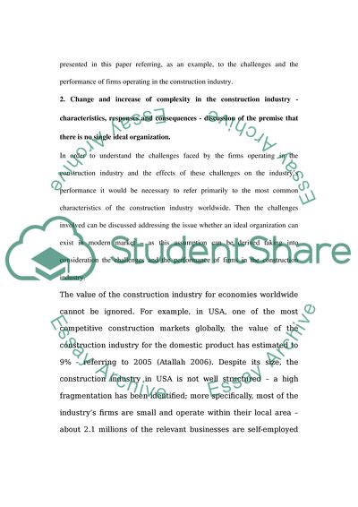 Change and Increase of Complexity in the Construction Industry