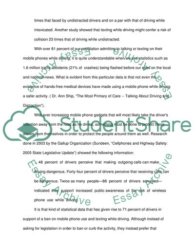 The Need for National Legislation Against Distracted Driving