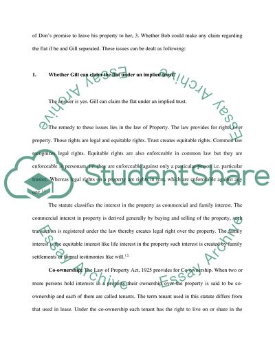 Whether Gill Can Claim the Flat Under Implied Trust