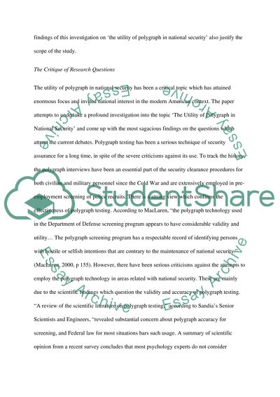 Polygraph Testing as a Chief Method of Ensuring National Security