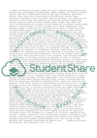 Justification/Recommendation Report: Searching for the Best Philanthropic Project