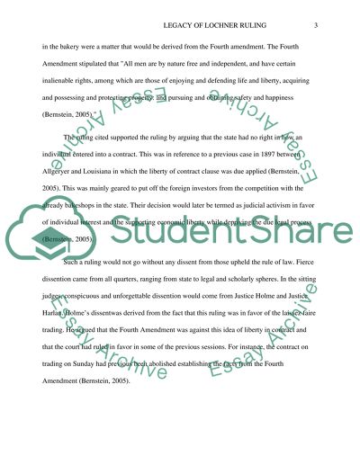 The Legacy of Lochner Ruling in American History and American Legal History