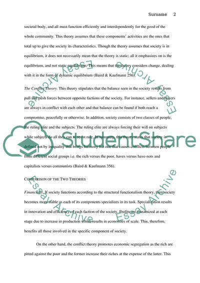 Structural Functionalism vs. Conflict Theory