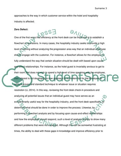 A Review and Analysis of Efficiency in Front Desk Operations