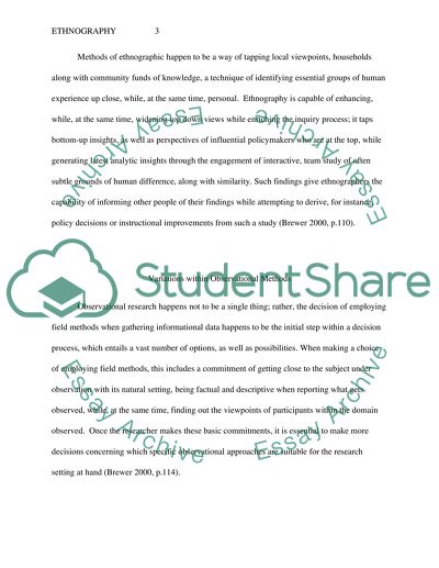 Ethnography Refers to the Art and Science