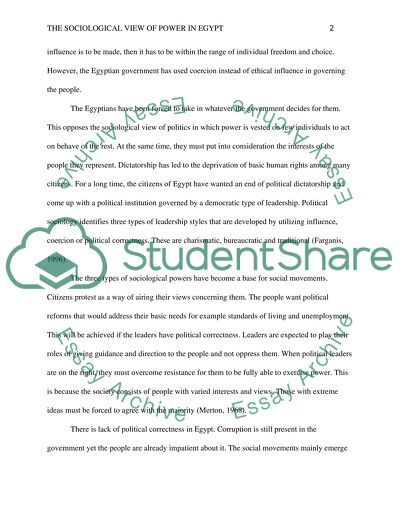 The Sociological View of Power in Egypt