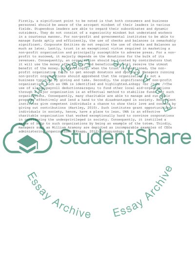 Analysis of United Way of America