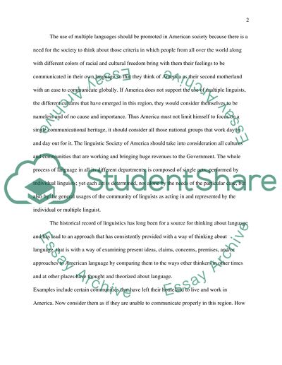 Should America as a country promote the use of a single language