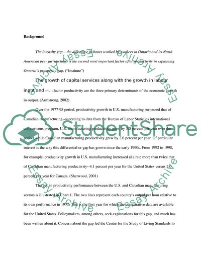 The Labour Intensity Gap between the U.S. and Canada