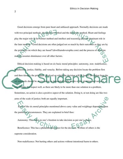 Ethics in decision making