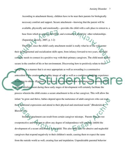 Anxiety Disorder in Children