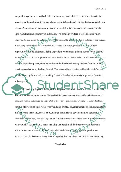 Dependency in a Capitalist System