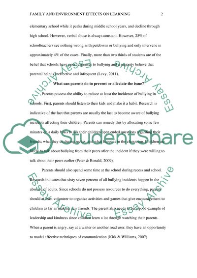 Family and Environment Effects on Learning