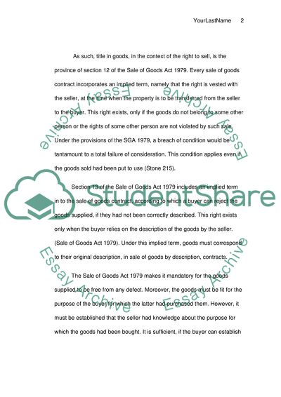 THE ROLE OF IMPLIED TERMS IN SALE OF GOODS CONTRACTS