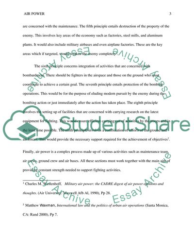 Air Power and Its Fundamental Tenets